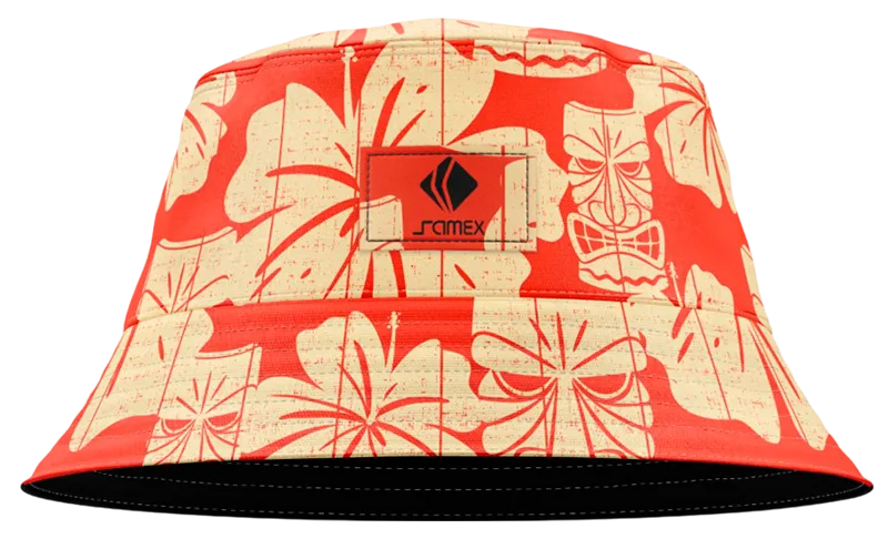 BUCKET HAT NARANJA - TOTEM - FLORES AMARILLO COD: 0011 .
