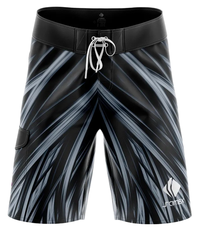 SHORT LARGO NEGRO - LINEAS GRIS COD: 0003 .