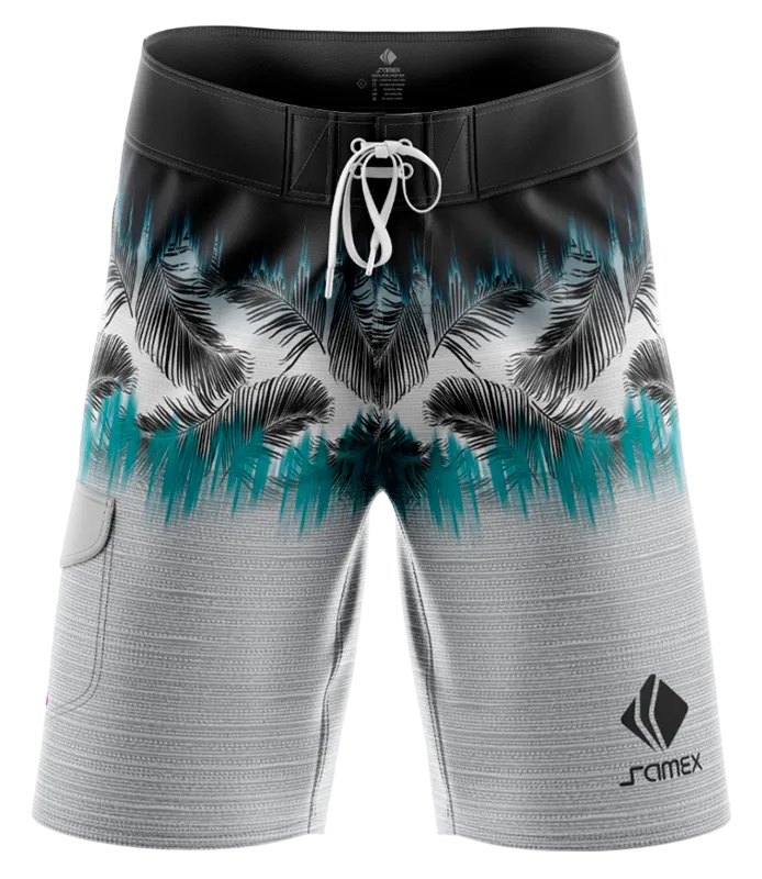 SHORT LARGO NEGRO - GRIS - BLANCO - HOJAS COD: 0009 .