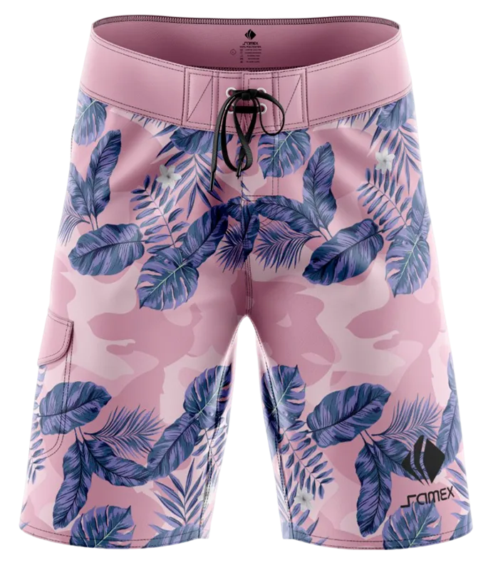 SHORT LARGO ROSADO - CAMUFLAJE - HOJAS COD: 0014 .