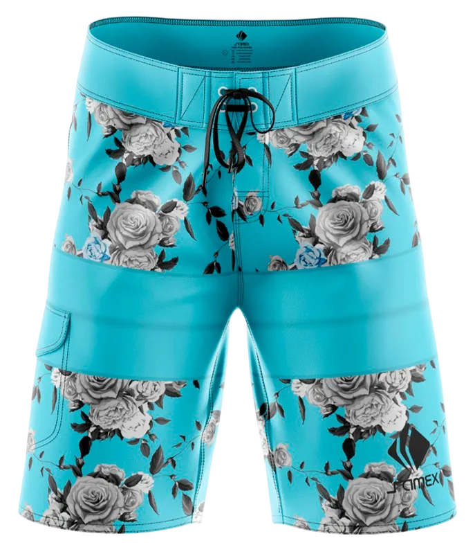 SHORT LARGO CELESTE - FLORES GRIS COD: 0022 .