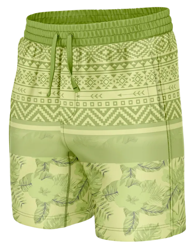 SHORT CORTO VERDE - TRIBALES - HOJAS COD: 0001 .