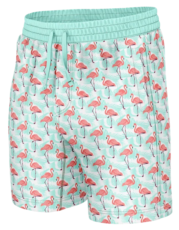 SHORT CORTO BLANCO - VERDE - FLAMENCOS COD: 0004 .