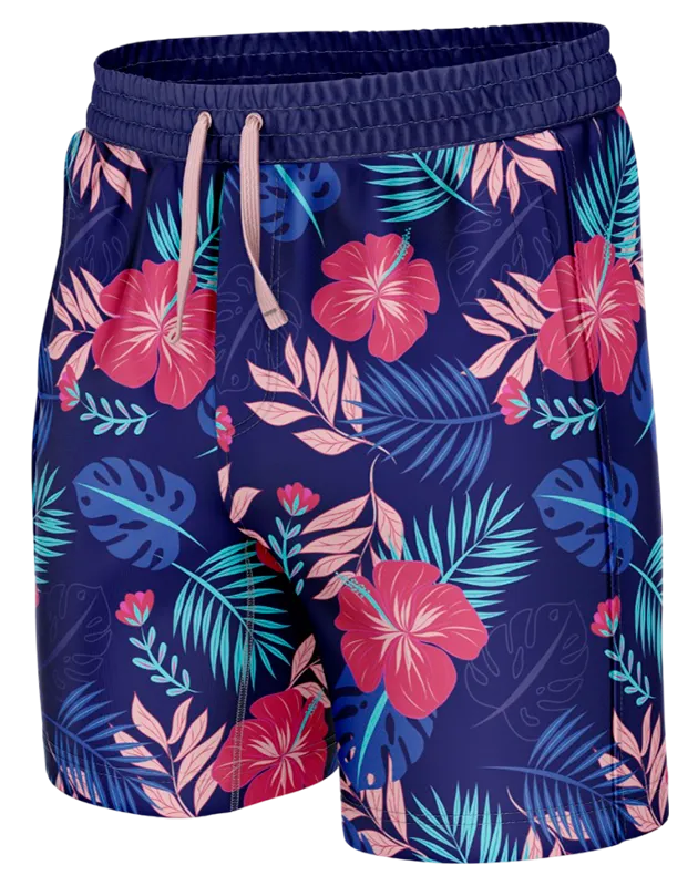 SHORT CORTO AZUL - HOJAS - FLORES COD: 0011 .