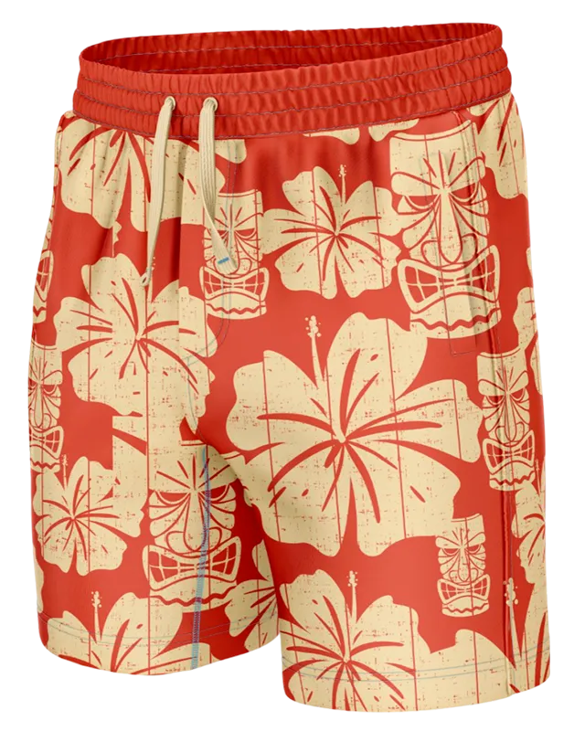 SHORT CORTO OCRE - FLORES AMARILLAS - TOTEM COD: 0017 .
