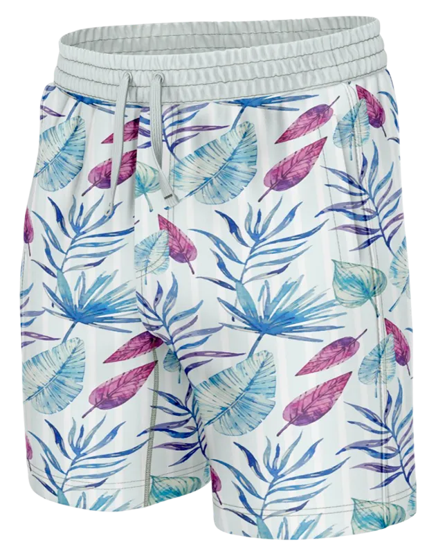 SHORT CORTO BLANCO - HOJAS AZUL COD: 0020 .