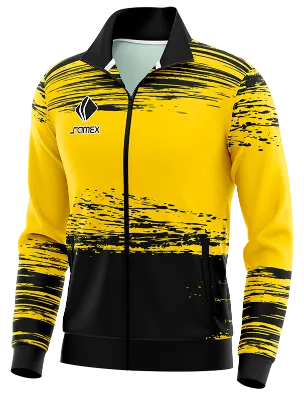 BUZO DEPORTIVO PERSONALIZADO BUZO AMARILLO - NEGRO - LINEAS COD: 0001 .