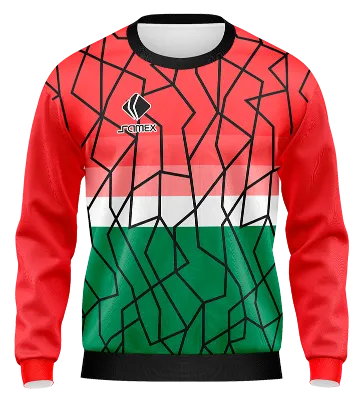 BUZO DEPORTIVO CUELLO REDONDO PERSONALIZADO BUZO VERDE - BLANCO - ROJO - NEGRO - LINEAS COD: 0060 .
