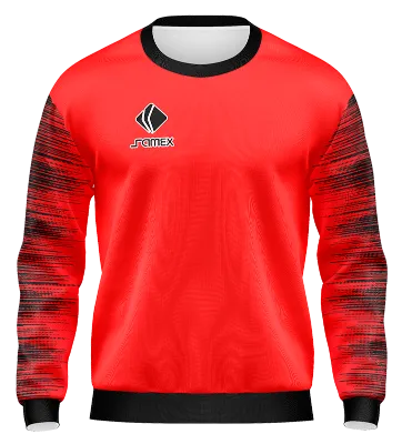 BUZO DEPORTIVO CUELLO REDONDO PERSONALIZADO BUZO ROJO - NEGRO - LINEAS COD: 0084 .