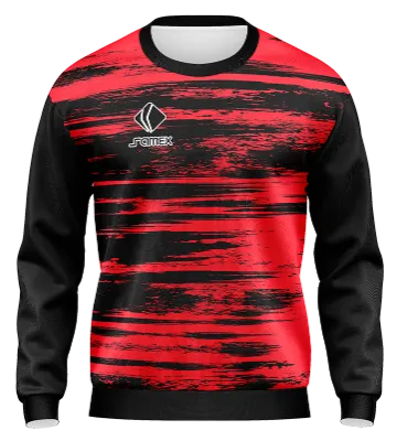 BUZO DEPORTIVO CUELLO REDONDO PERSONALIZADO BUZO ROJO - NEGRO - LINEAS COD: 0086 .