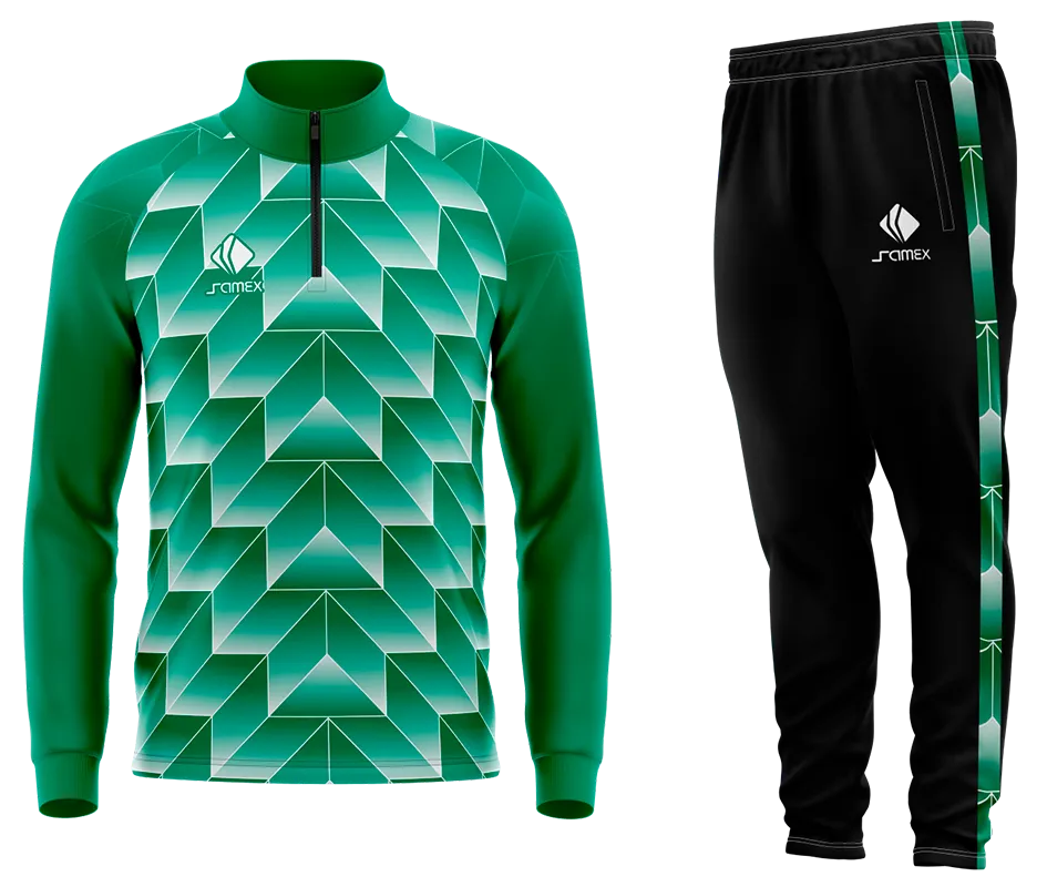 Conjunto Buzo Medio Cierre Cuello Alto ADIDAS ALEMANIA 1990 VERDE - BLANCO COD 27