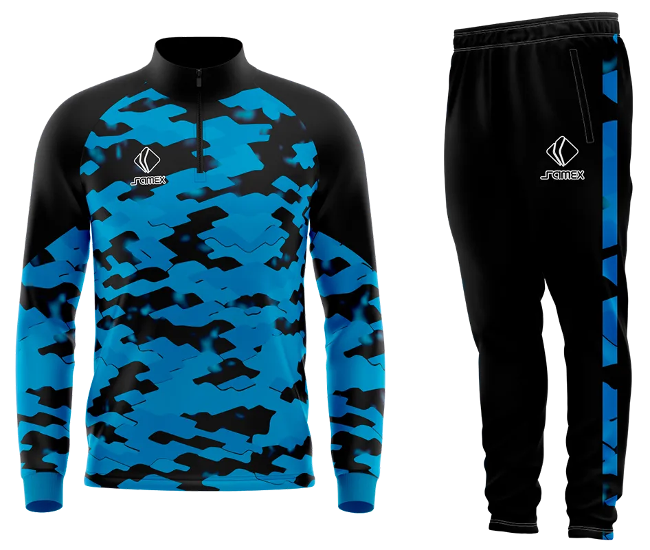 Conjunto Buzo Medio Cierre Cuello Alto MANCHESTER UNITED 2021-22 CELESTE - NEGRO COD 29