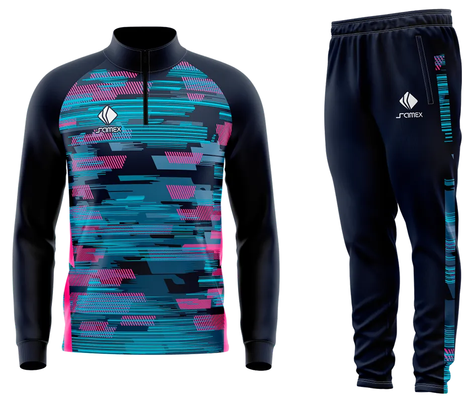 Conjunto Buzo Medio Cierre Cuello Alto RB LEIPZIG 2021-22 AZUL - TURQUESA - ROSADO -LINEAS COD 53