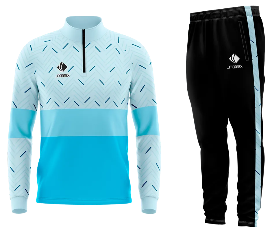 Conjunto Buzo Medio Cierre Cuello Alto CHELSEA AWAY 2020-21 CELESTE - LINEAS COD 56