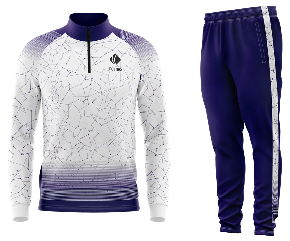 Conjunto Buzo Medio Cierre Cuello Alto UNIVERSITARIO KIT ALZHEIMER DAY 2020 BLANCO - MORADO - LINEAS COD 66