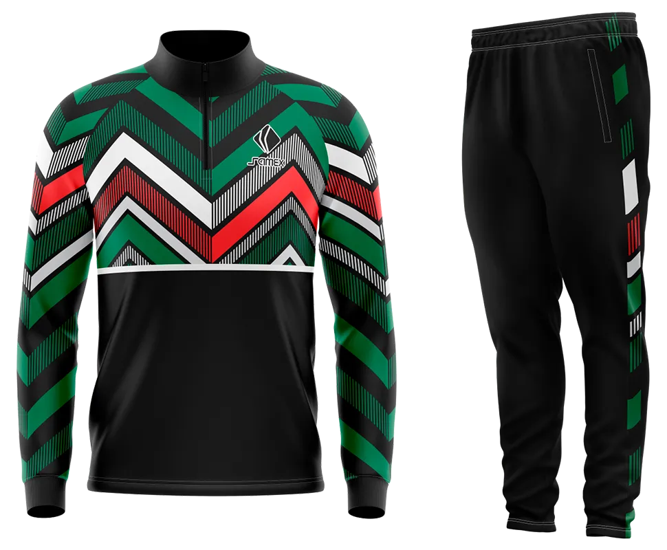 Conjunto Buzo Medio Cierre Cuello Alto MEXICO ADIDAS CONCEPT VERDE - NEGRO - ROJO - FRANJAS COD 78