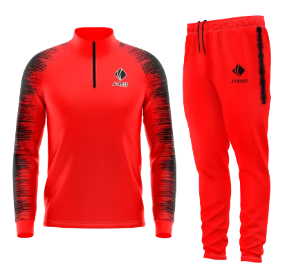 Conjunto Buzo Medio Cierre Cuello Alto ROJO - NEGRO - LINEAS COD 84