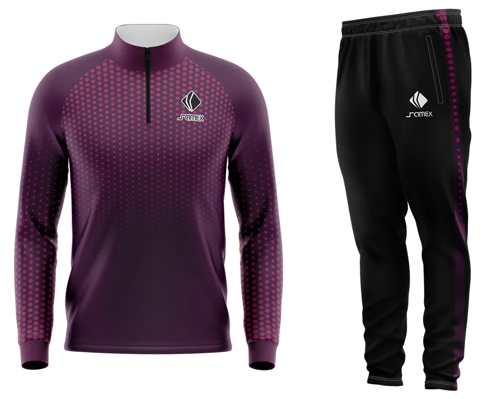 Conjunto Buzo Medio Cierre Cuello Alto HBC NANTES 2020-21 MORADO - LILA - CIRCULOS COD 97