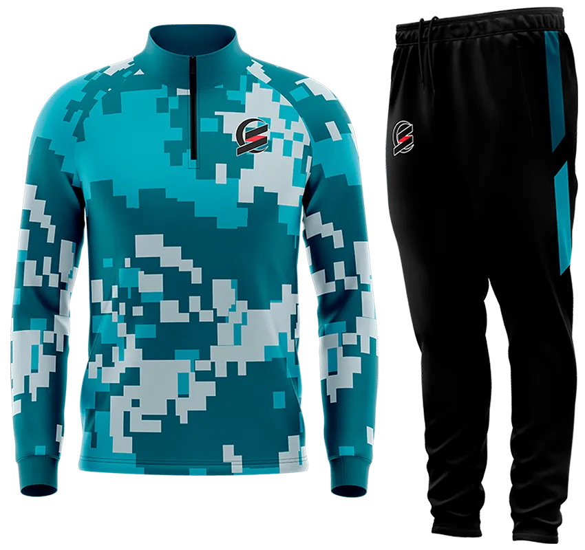 BUZO DEPORTIVO TURQUESA - BLANCO - CELESTE - PIXELES cod: 0115 .