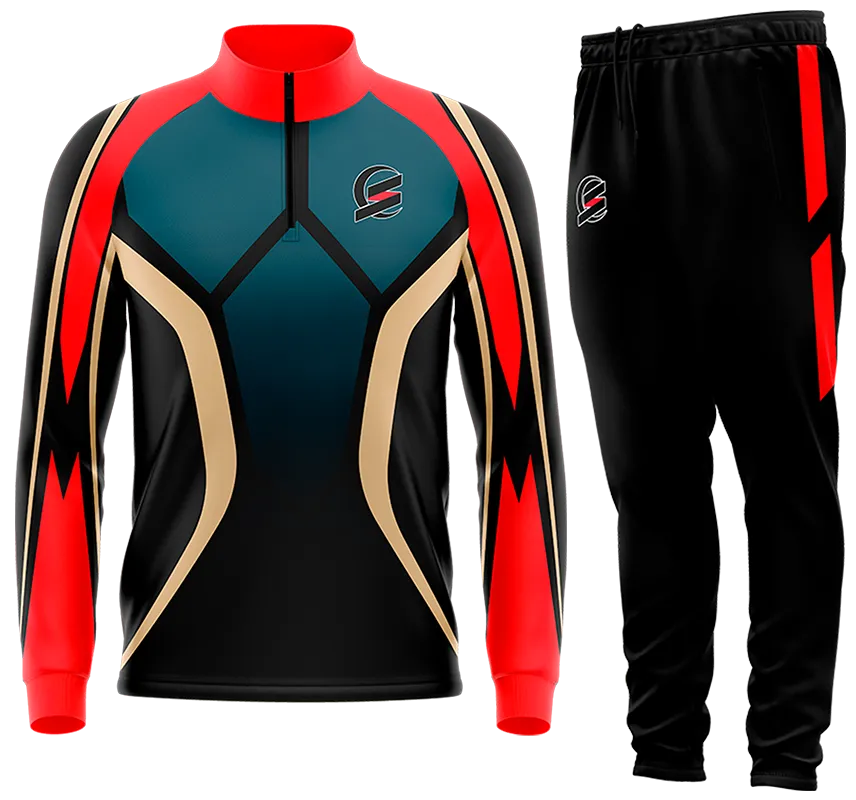 BUZO DEPORTIVO ROJO - AZUL - CREMAS - TRIANGULOS cod: 0131 .