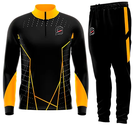 BUZO DEPORTIVO NEGRO - AMARILLO - LINEAS - CIRCULOS BLANCO cod: 0135 .