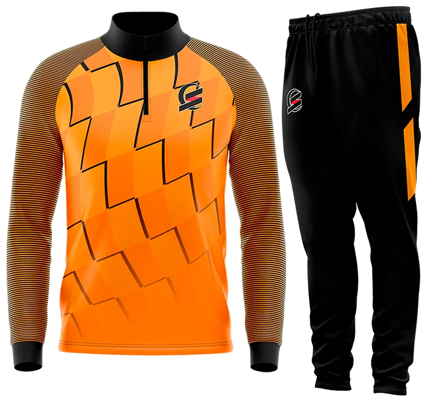BUZO DEPORTIVO NARANJA - NEGRO - CUADRO - LINEAS cod: 0140 .