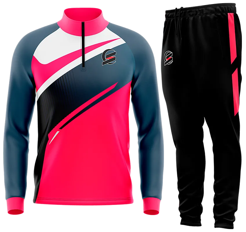 BUZO DEPORTIVO ROSADO - NEGRO - BLACO - FRANJAS cod: 0173 .