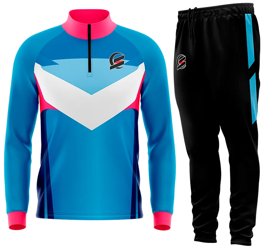BUZO DEPORTIVO CELESTE - AZUL - BLANCO - ROSADO - TRIANGULOS cod: 0174 .