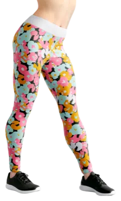 CALZA COD. 201 FLORAL NEGRO - FLORES ROSADO - TURQUESA - AMARILLO