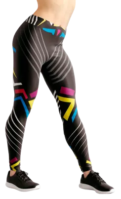 CALZA COD. 223 GEOMETRICA NEGRO - LINEAS GRIS - FIGURAS AMARILLO - ROSADO - CELESTE
