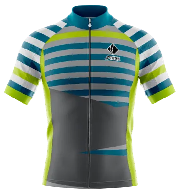 TRICOTA CICLISMO CAMISETA CICLISMO GRIS - VERDE - TURQUESA - FRANJAS COD: 0019 .