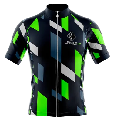 TRICOTA CICLISMO CAMISETA CICLISMO NEGRO - VERDE - BLANCO - AZUL - RECTANGULOS COD: 0041 .