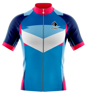 TRICOTA CICLISMO CAMISETA CICLISMO CELESTE - AZUL - BLANCO - ROSADO - TRIANGULOS COD: 0074 .