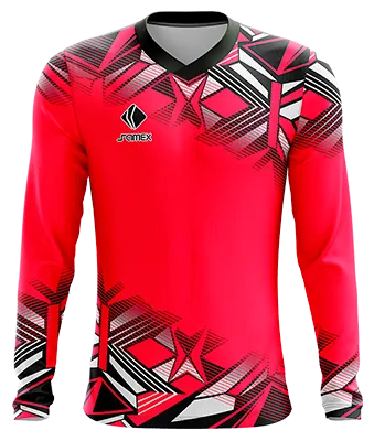 CAMISETA FUTBOL MANGA LARGA COD. 011 ROSADO - FIGURAS ABSTRACTO BLANCO CON NEGRO