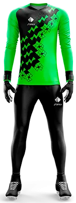 Conjunto Futbol Arqueros Cod 0012 CAMISETA VERDE LIMON CON FIGURAS GEOMETRICAS NEGRAS .