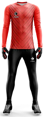 Conjunto Futbol Arqueros Cod 0025 CAMISETA ROJA CON LINEAS NEGRAS .