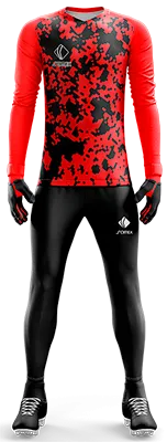 Conjunto Futbol Arqueros Cod 0029 CAMISETA ROJA CON MANCHAS NEGRAS .