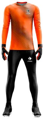 Conjunto Futbol Arqueros Cod 0064 CAMISETA NARANJA CON LINEAS NEGRAS .