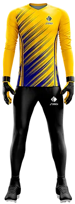 Conjunto Futbol Arqueros Cod 0100 CAMISETA AMARILLA CON LINEAS AZUL .