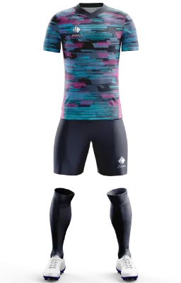 Conjunto Futbol Cod 0044 Rb Leipzig-tercera-equipacion-2021-22 azul - rosado - turquesa - plomo - lineas.