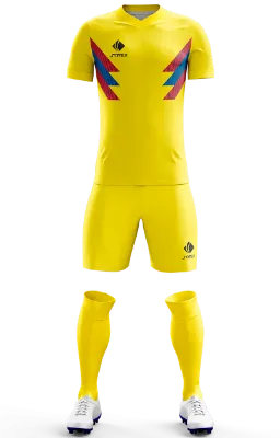 Conjunto Futbol Cod 0196 COLOMBIA LOCAL 2018 amarillo-guinda-azul- franjas .
