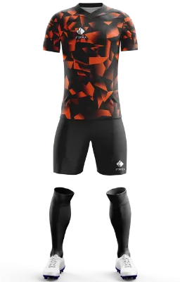 Conjunto Futbol Cod 0217 BARCELONA EDITION 01 negro - naranja - figuras geometricas .