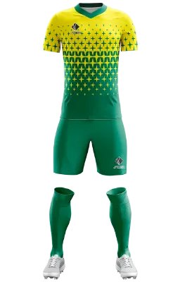 Conjunto Futbol Cod 0297 Camiseta Textura RJ amarillo - verde - estrellas .