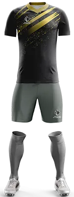 CAMISETA SOCCER DORADO DESIGN NEGRO - AMARILLO - FRANJAS HORIZONTALES cod: 0378 .