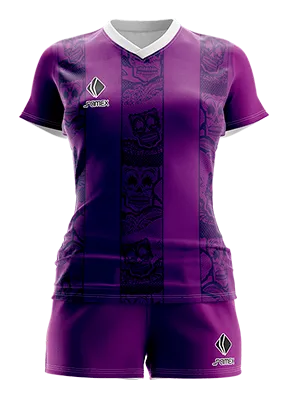CONJUNTO DEPORTIVO VOLEY PERZONALIZADO CONJUNTO QUERETARO MORADO FRANJAS CALAVERAS COD: 0010 .