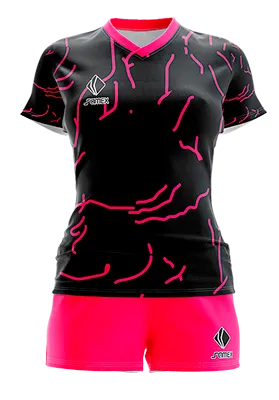 CONJUNTO DEPORTIVO VOLEY PERZONALIZADO CONJUNTO AJAX LINE BRUSH CONCEPT NEGRO - ROSADO LINEAS COD: 0011 .