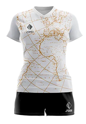 CONJUNTO DEPORTIVO VOLEY PERZONALIZADO CONJUNTO VASCO DA GAMA KIT FEMENINO BLANCO - MAPA DORADO COD: 0012 .
