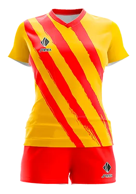 CONJUNTO DEPORTIVO VOLEY PERZONALIZADO CONJUNTO BARCELONA AMARILLO - ROJO COD: 0046 .