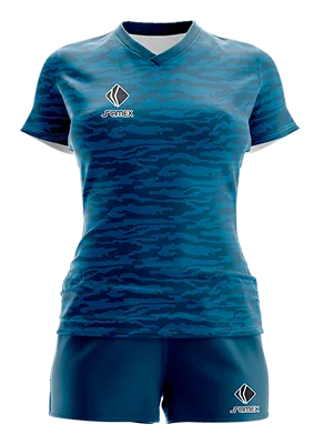 CONJUNTO DEPORTIVO VOLEY PERZONALIZADO CONJUNTO CAMISETA BARCELONA FLAH AZUL - CELESTE - ANIMAL PRINT COD: 0061 .