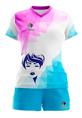 CONJUNTO DEPORTIVO VOLEY PERZONALIZADO CONJUNTO LILA - BLANCO - CELESTE - MUJER GEOMETRICO COD: 0070 .